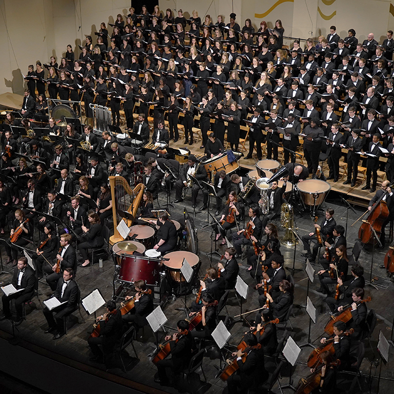 Large orchestra, and choir with featured soloists performing War Requiem.