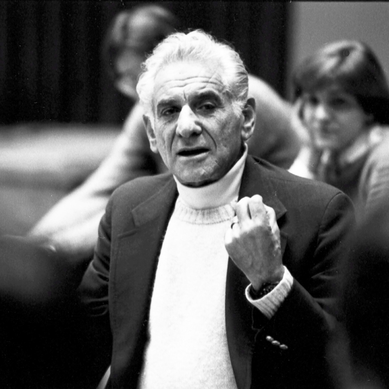 Leonard Bernstein at the Jacobs School of Music in 1982.